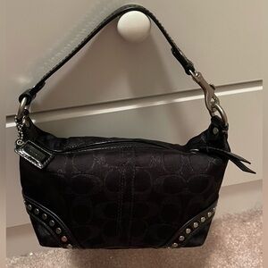 Coach Black Mini Bag with Silver Accents